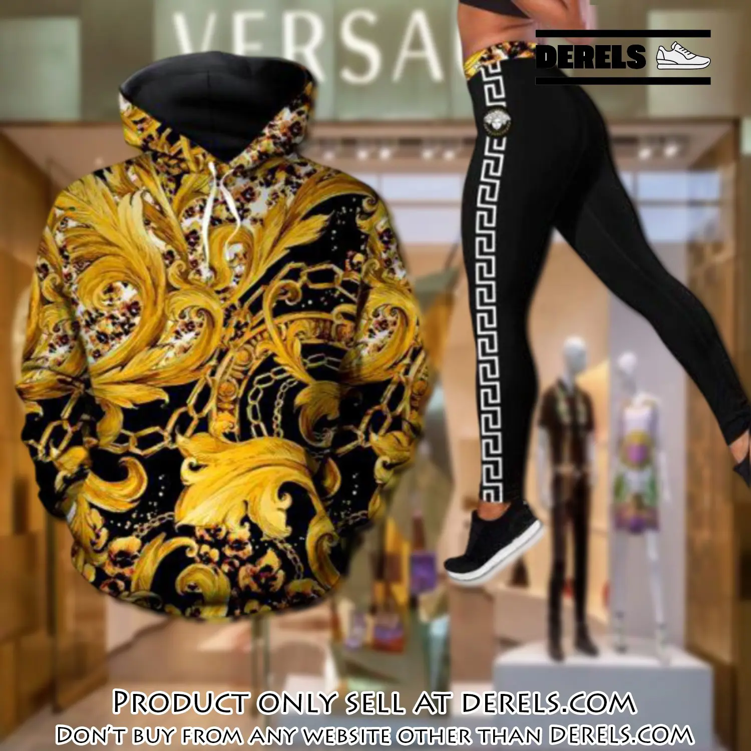 Gianni versace gold hoodie legging set luxury for women dr1955884